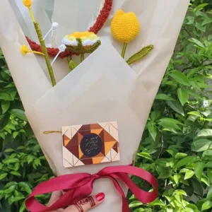 Crochet Bee & Heart Bouquet