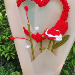 Crochet Teddy & Heart Bouquet