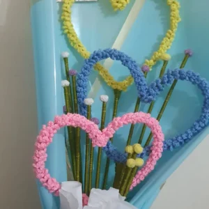 Multicolor Crochet Heart Bouquet