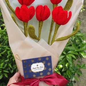 Red Crochet Tulip Bouquet